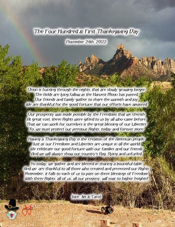 2022 Thanksgiving Poem with Turkey, Eagle Crags & Rainbow